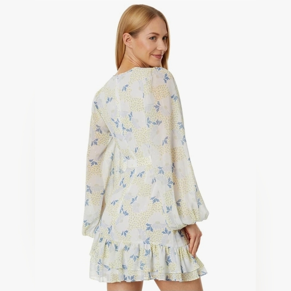 Ted Baker Suziiee Floral Long Sleeve Tiered Mini Dress In Sky Blue Size U.S 4 - Picture 12 of 13